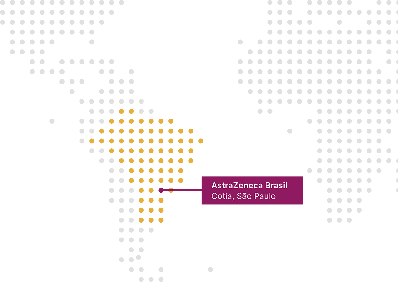 Mapa de localizacao da AstraZeneca Brasil em Cotia, Sao Paulo