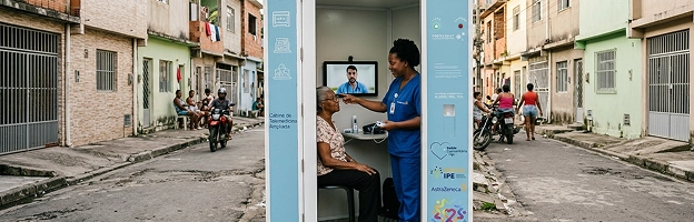 Cabine de telemedicina em comunidade urbana de São Paulo